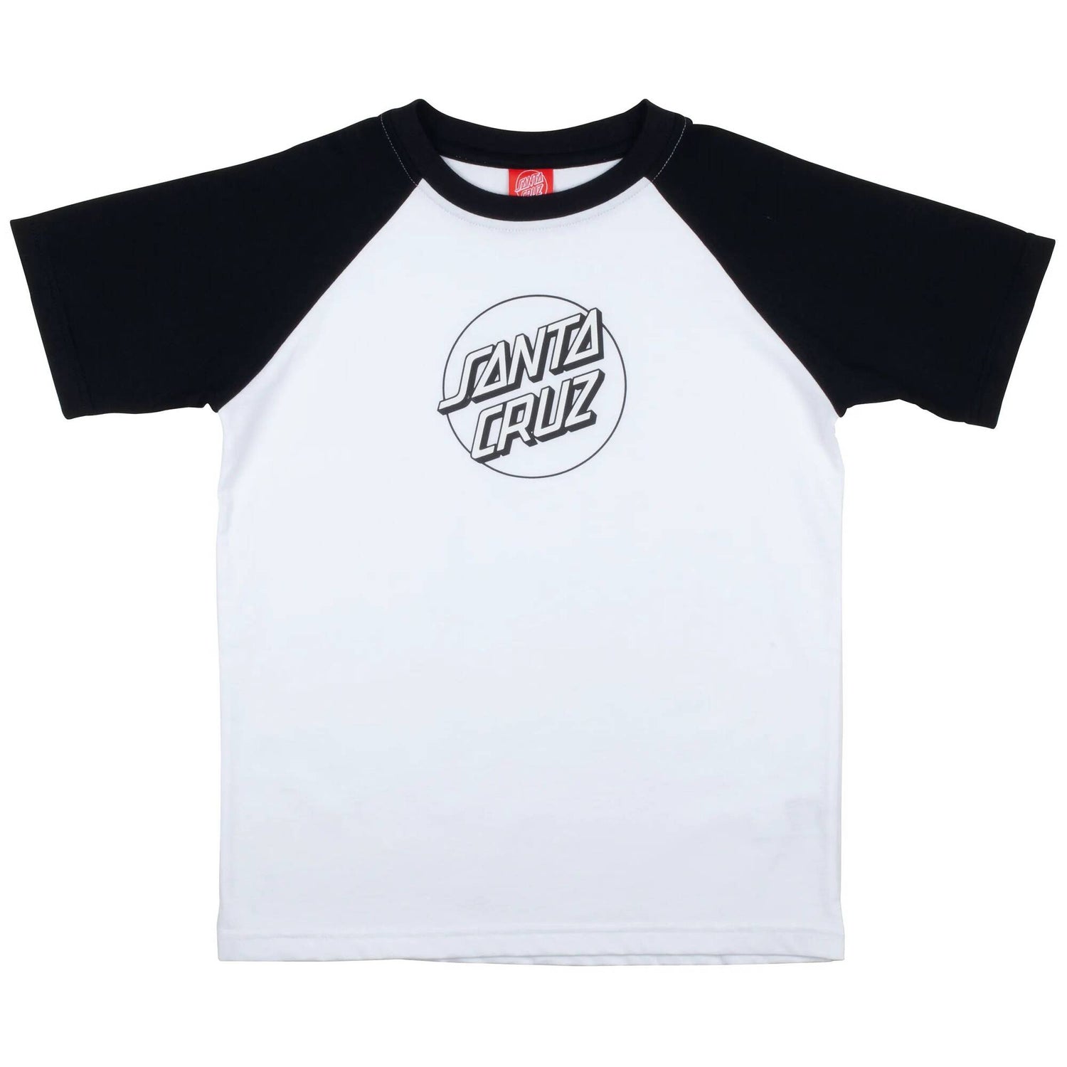 Santa Cruz Youth Opus Dot Raglan T Shirt - Black/White