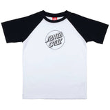 Santa Cruz Youth Opus Dot Raglan T Shirt - Black/White