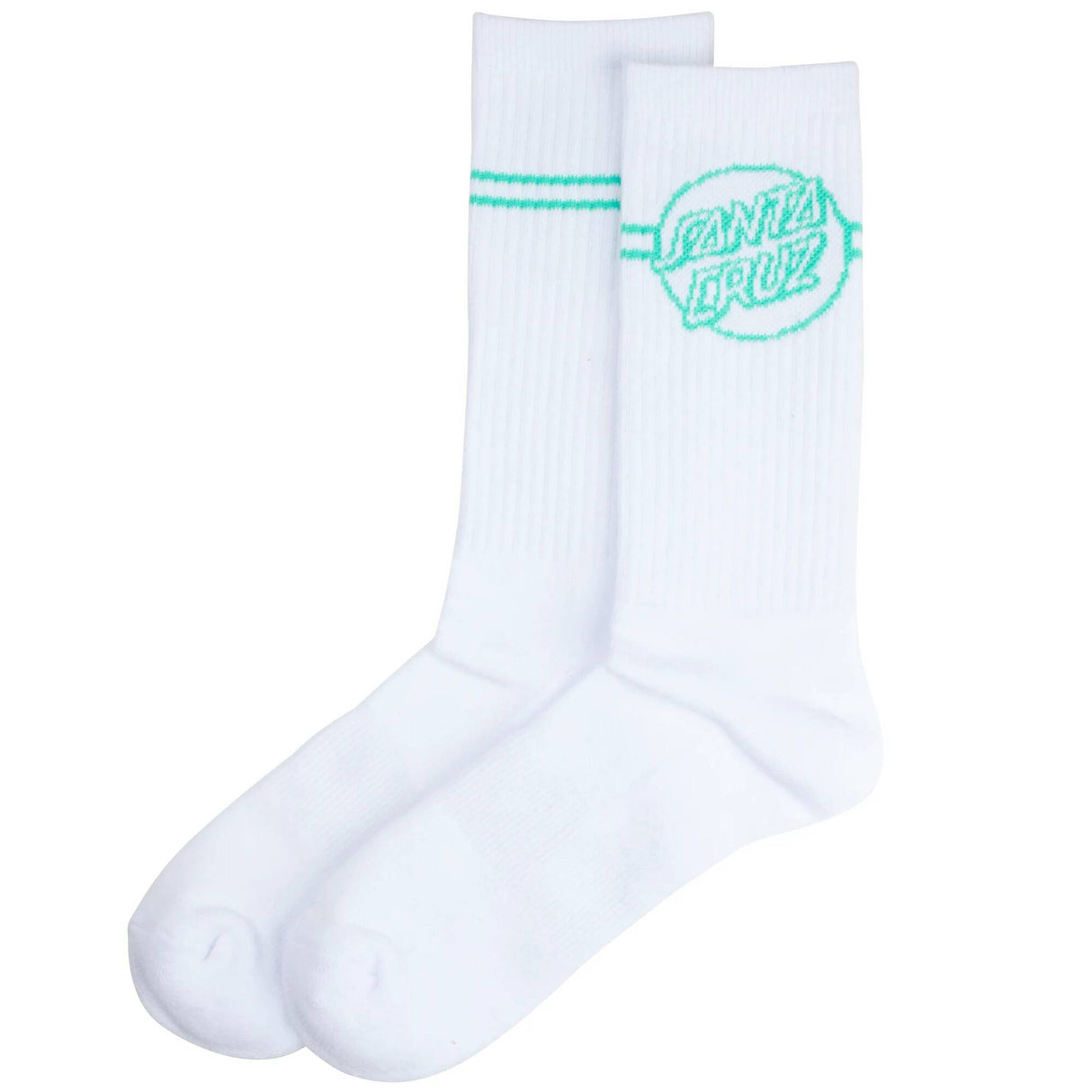 Santa Cruz Opus Dot Stripe Socks - White/Jade Green