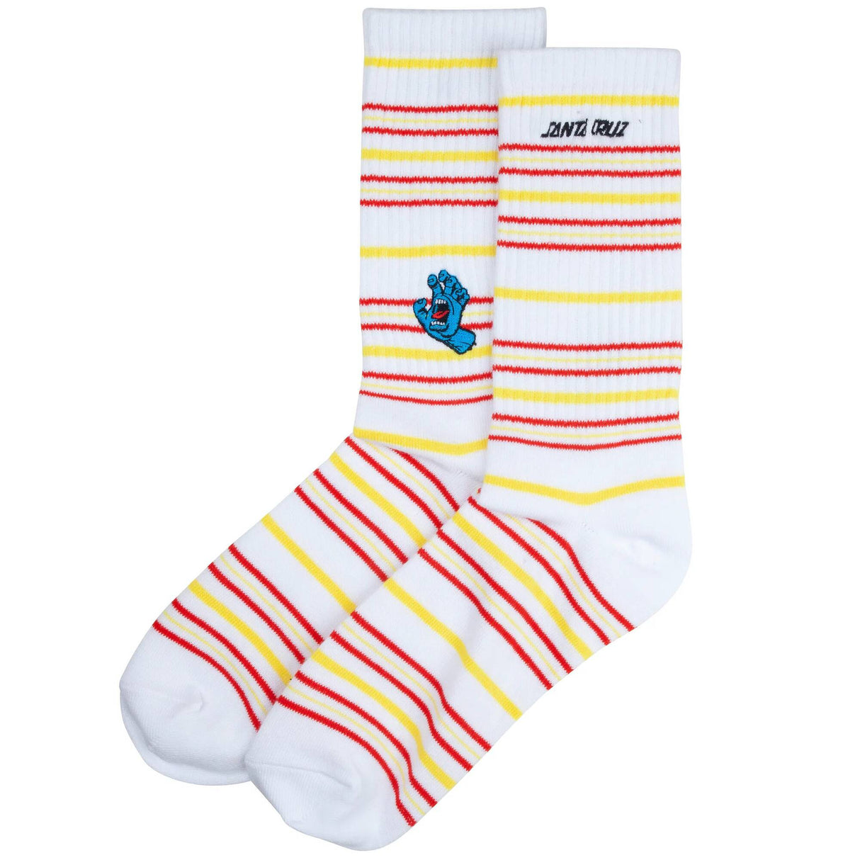 Santa Cruz Screaming Mini Hand Stripe Socks - White