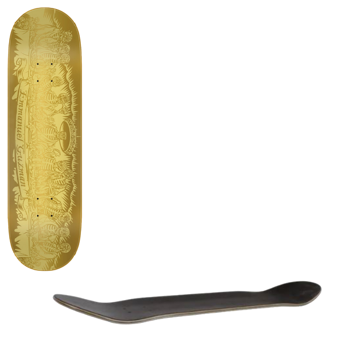 Santa Cruz Guzman Dining With The Dead Pro Skateboard Deck - Gold 8.27"