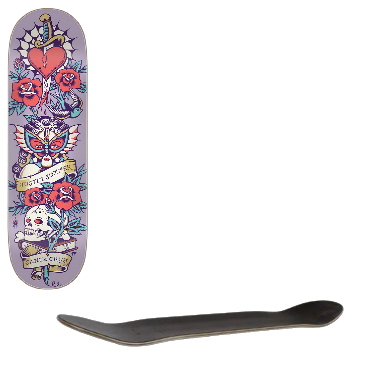Santa Cruz Sommer VX Everslick Skateboard Deck - Tattooed 8.25"