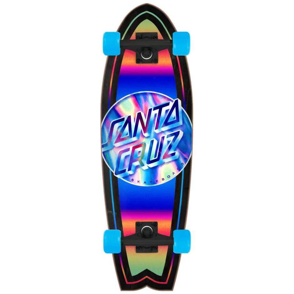 Santa Cruz Iridescent Dot Shark Complete Cruiser Skateboard - Blue 27.7''