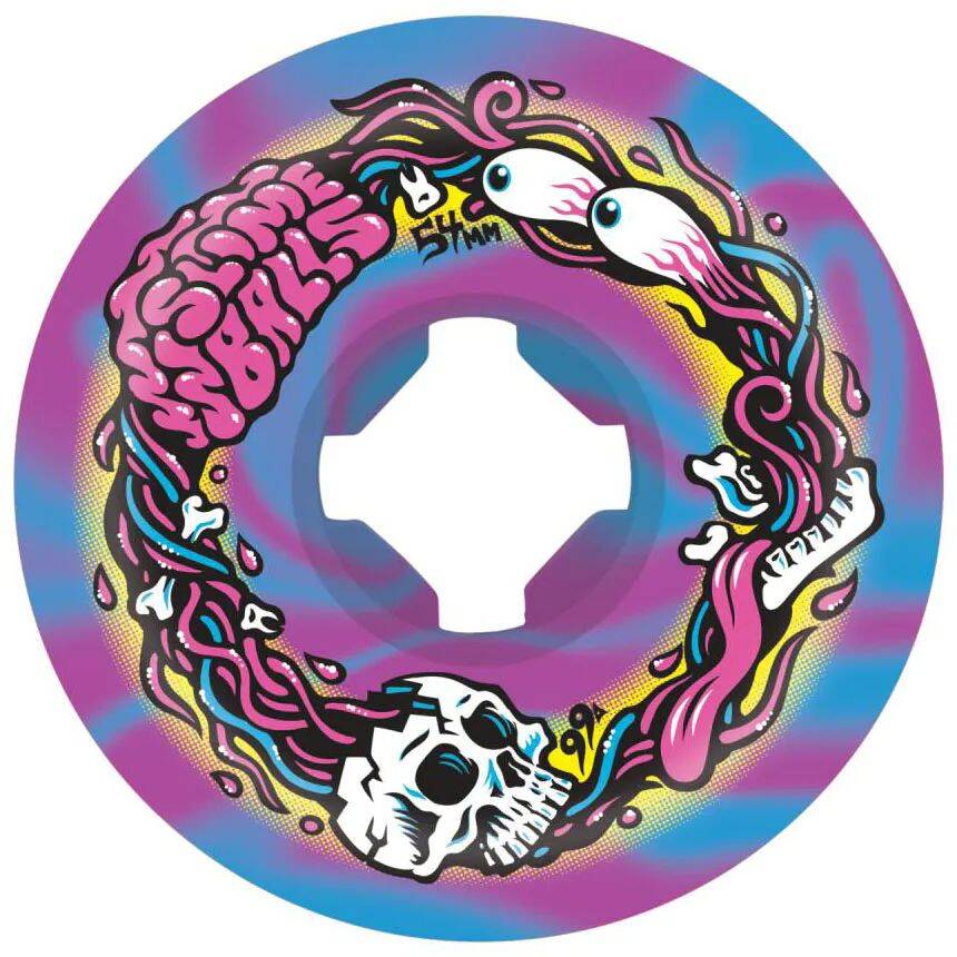 Santa Cruz Slime Balls Brains Speed Balls Skateboard Wheels - Blue/Purple Swirl 54mm