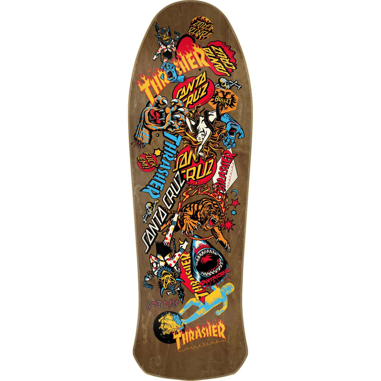 Santa Cruz x Thrasher Salba Oops Skateboard Deck - Brown/Multi 10.4"