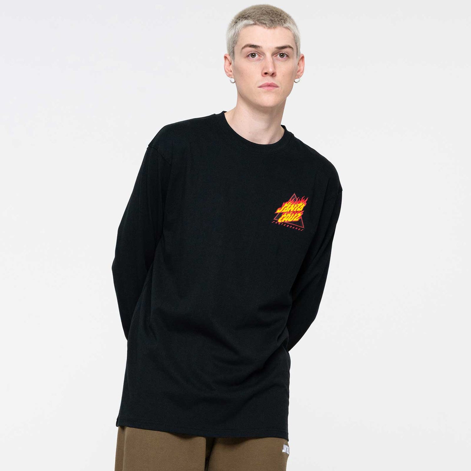 Santa Cruz Flamed Not a Dot Long Sleeve T Shirt - Black