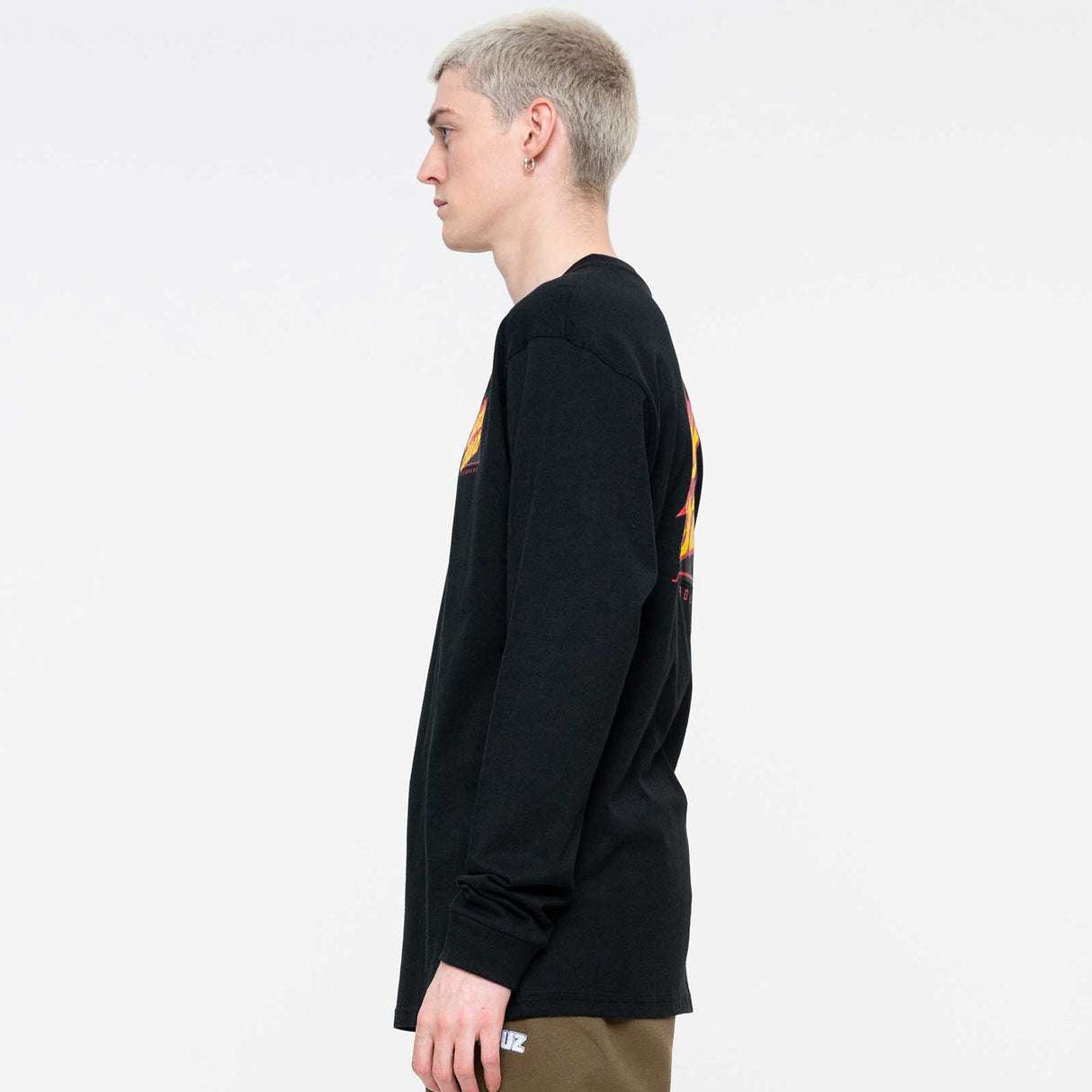 Santa Cruz Flamed Not a Dot Long Sleeve T Shirt - Black