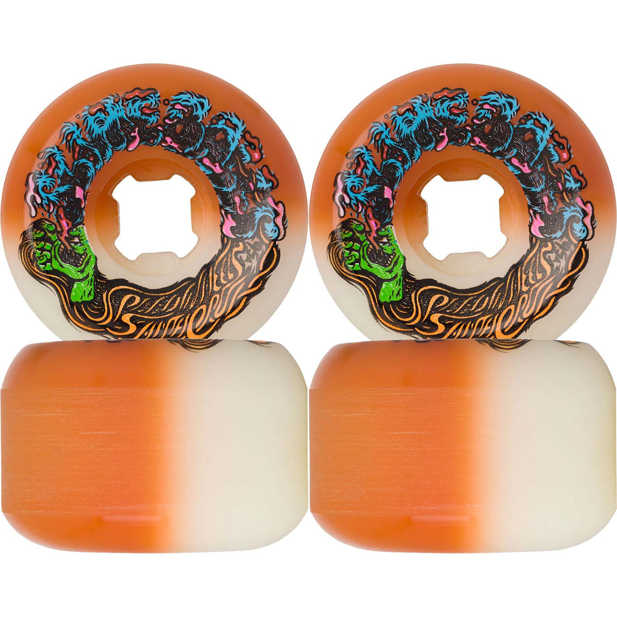 Santa Cruz Slime Balls Hairballs 50-50 95a Skateboard Wheels - Orange 56mm