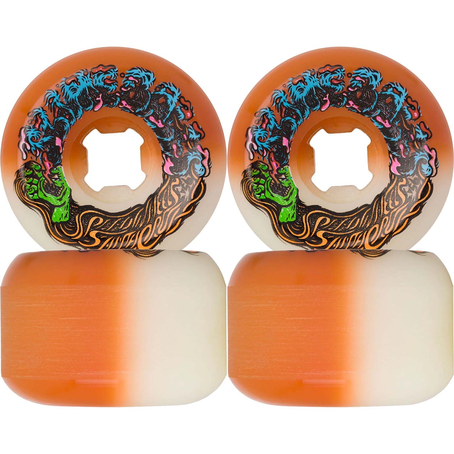 Santa Cruz Slime Balls Hairballs 50-50 95a Skateboard Wheels - Orange 56mm