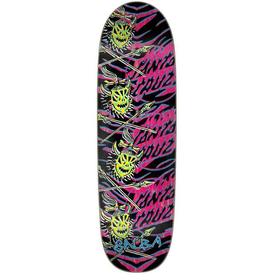 Santa Cruz Salba Stencil Shaped Skateboard Deck - Black/Pink 9.25''