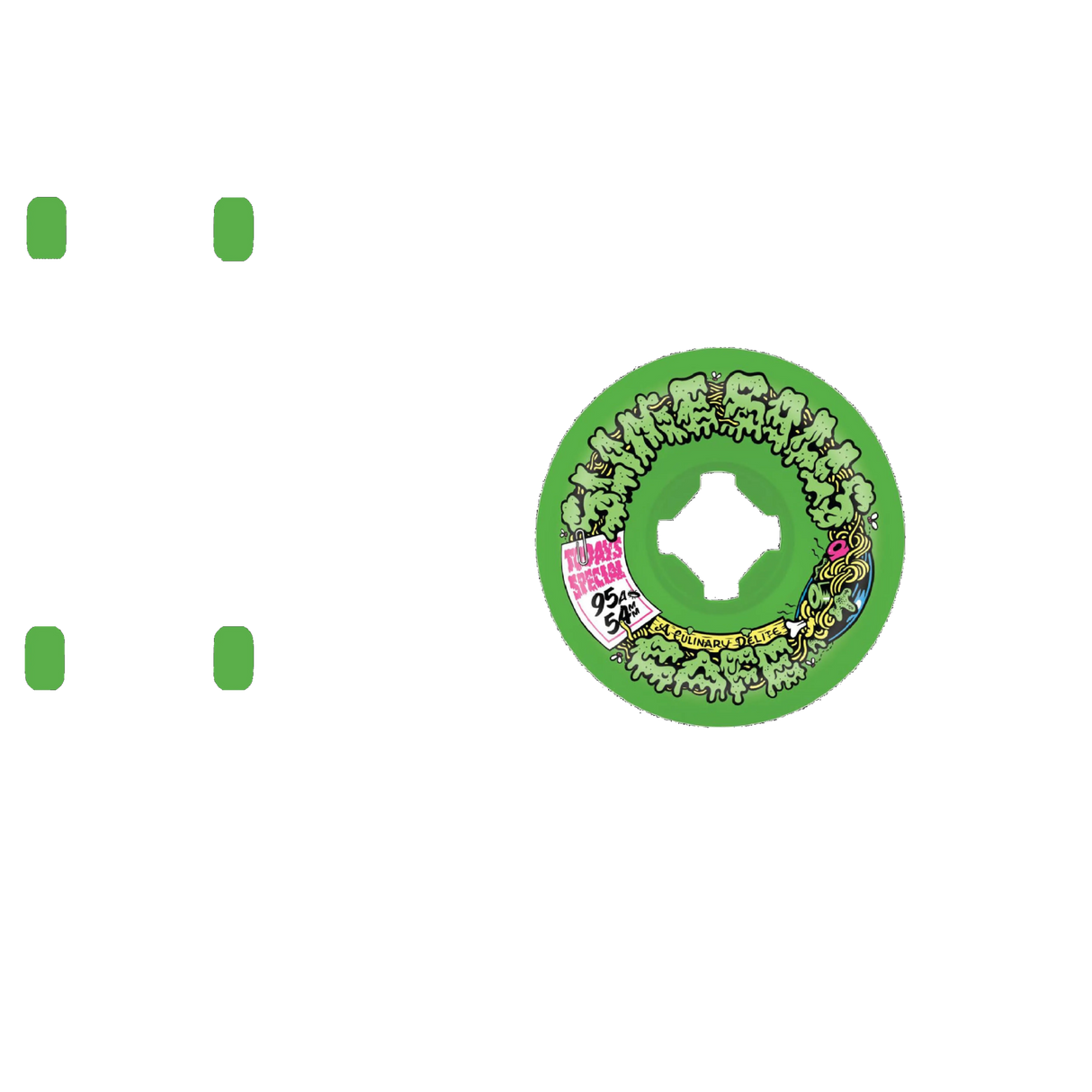 Santa Cruz Slime Balls Double Take Cafe Vomit Mini 95a Skateboard Wheels - Green/Black 54mm