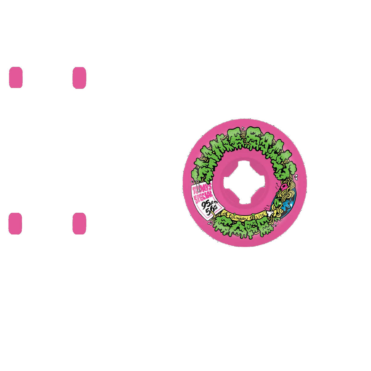 Santa Cruz Slime Balls Double Take Cafe Vomit Mini 95a Skateboard Wheels - Pink/Black 56mm