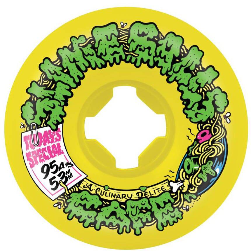 Santa Cruz Slime Balls Double Take Cafe Vomit Mini 95a Skateboard Wheels - Yellow/Black 53mm