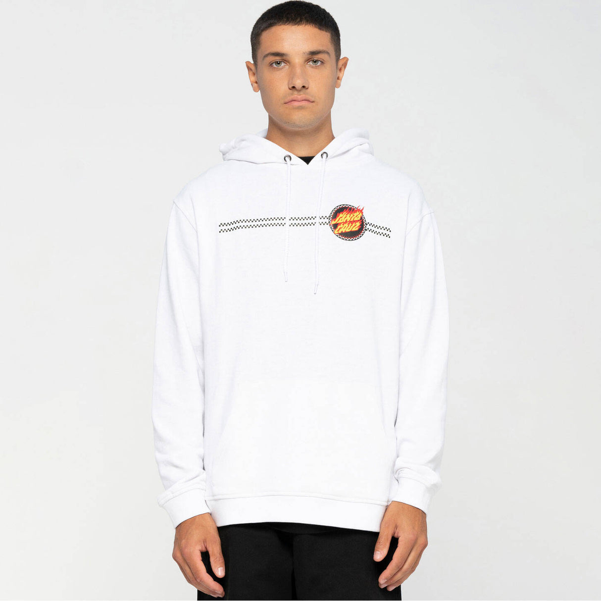 Santa Cruz Check Ringed Flame Dot Hoodie - White