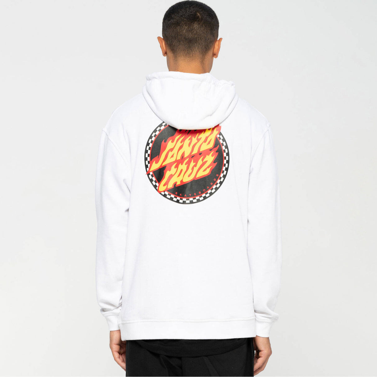 Santa Cruz Check Ringed Flame Dot Hoodie - White