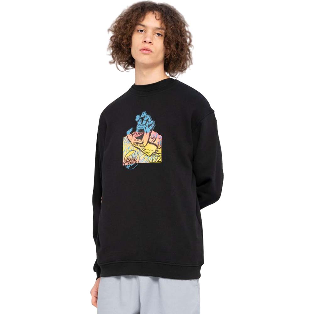 Santa Cruz Screaming Hand Divide Front Crew - Black