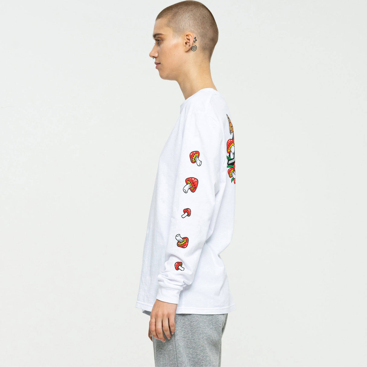 Santa Cruz Mushroom Monarch Dot Long Sleeve T Shirt - White
