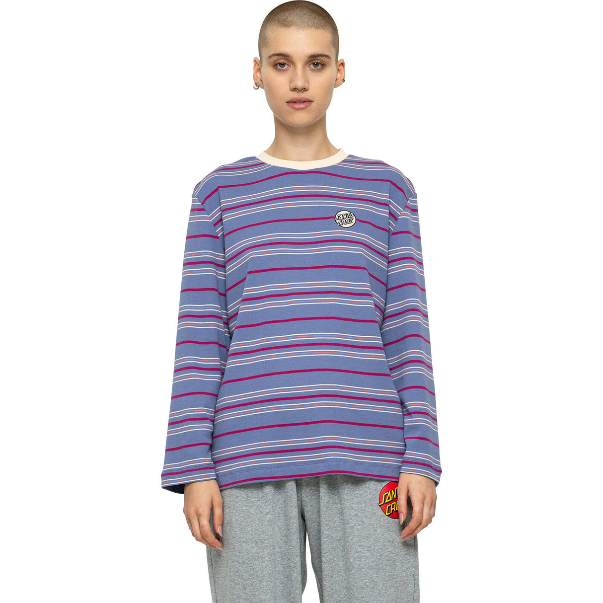 Santa Cruz Other Dot Chest Long Sleeve T Shirt - Violet Stripe
