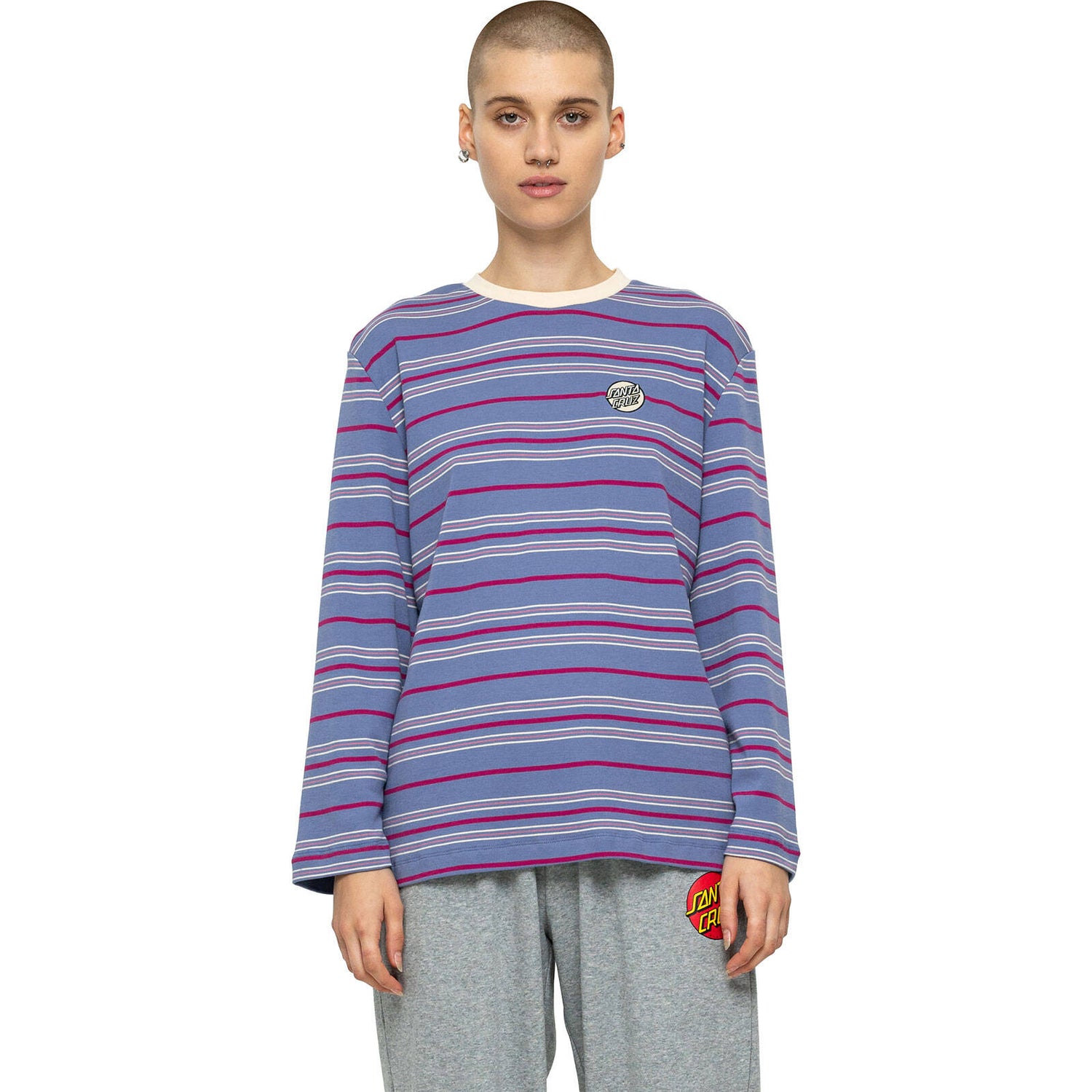 Santa Cruz Other Dot Chest Long Sleeve T Shirt - Violet Stripe