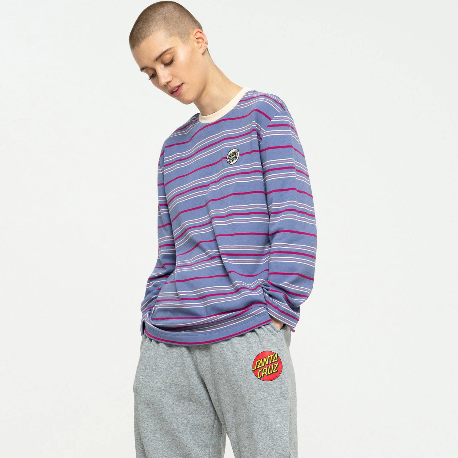 Santa Cruz Other Dot Chest Long Sleeve T Shirt - Violet Stripe
