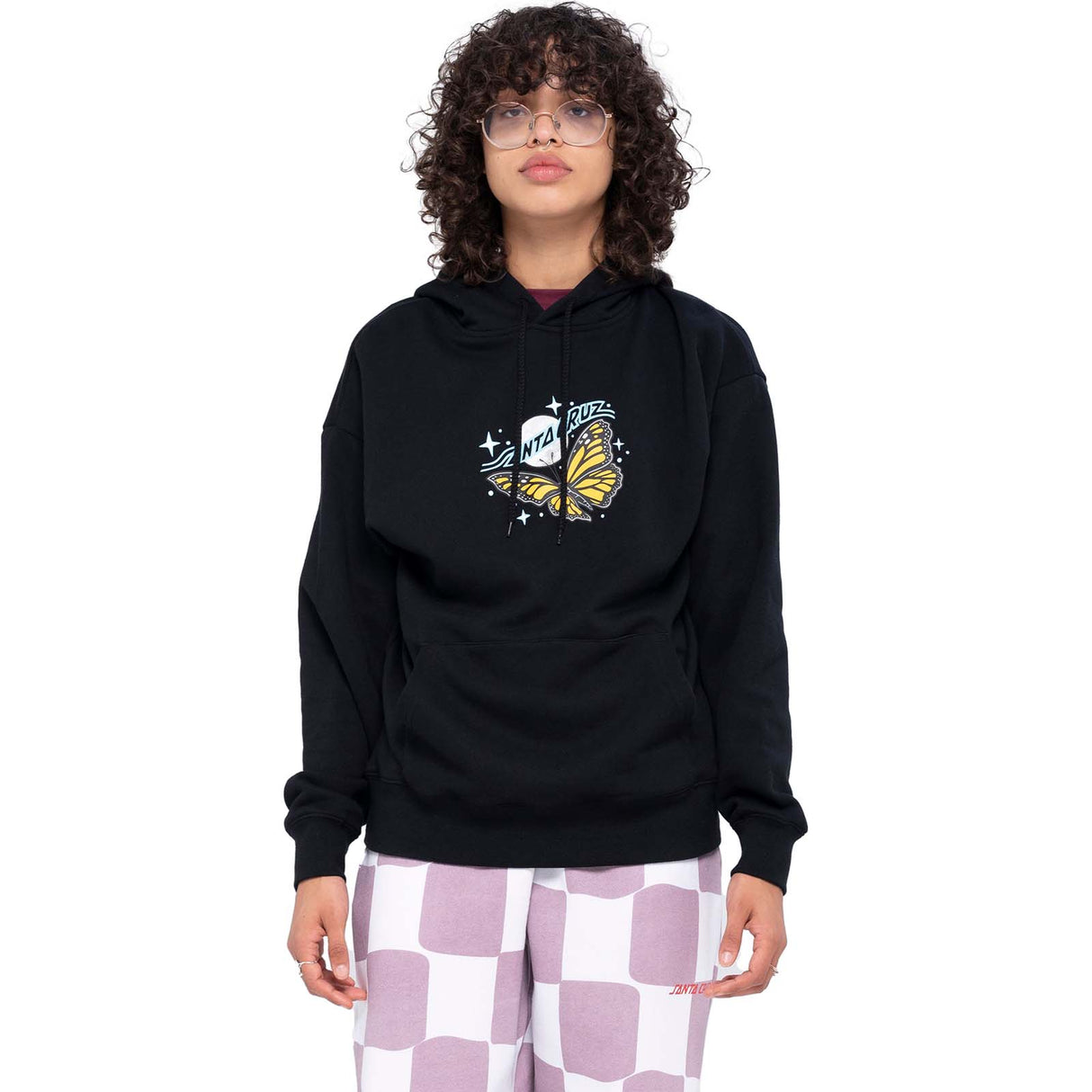 Santa Cruz Winged Moon Strip Womens Hoodie - Black