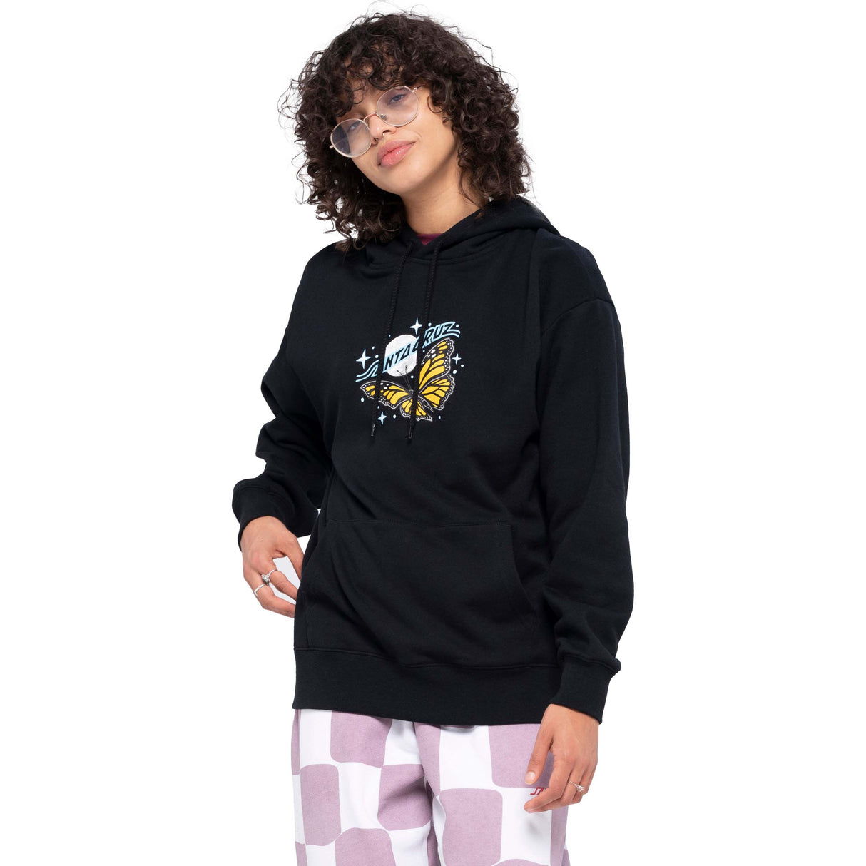 Santa Cruz Winged Moon Strip Womens Hoodie - Black