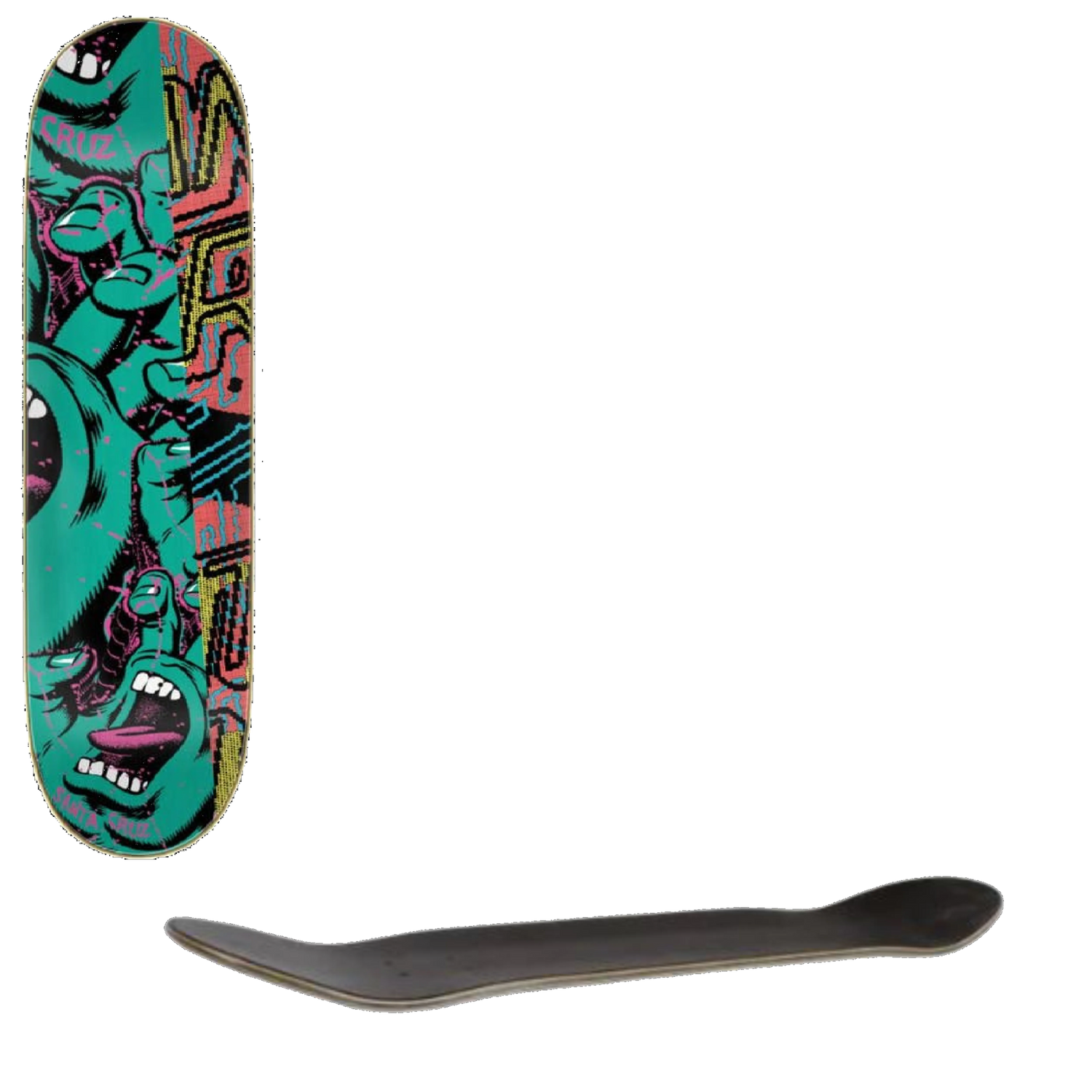 Santa Cruz No Pattern Hand Skateboard Deck - Green 8.5''