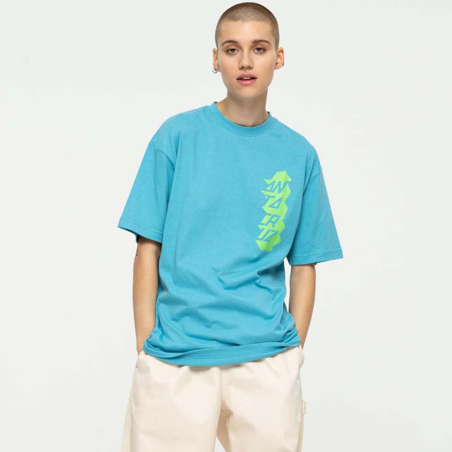 Santa Cruz Stacked Strip T Shirt - Arctic Blue