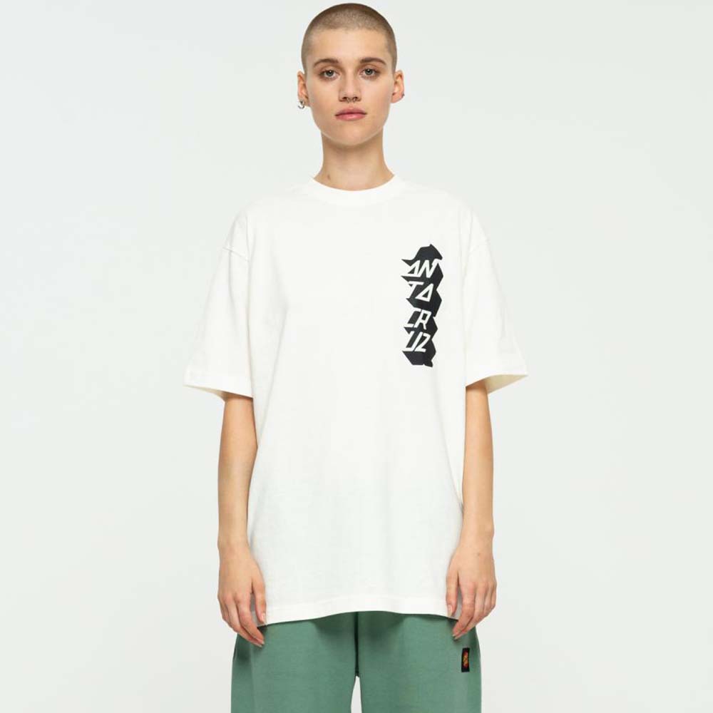 Santa Cruz Stacked Strip Reverse T Shirt - Unbleached Cotton