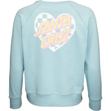 Santa Cruz Heart Dot Check Womens Crew - Sea Blue