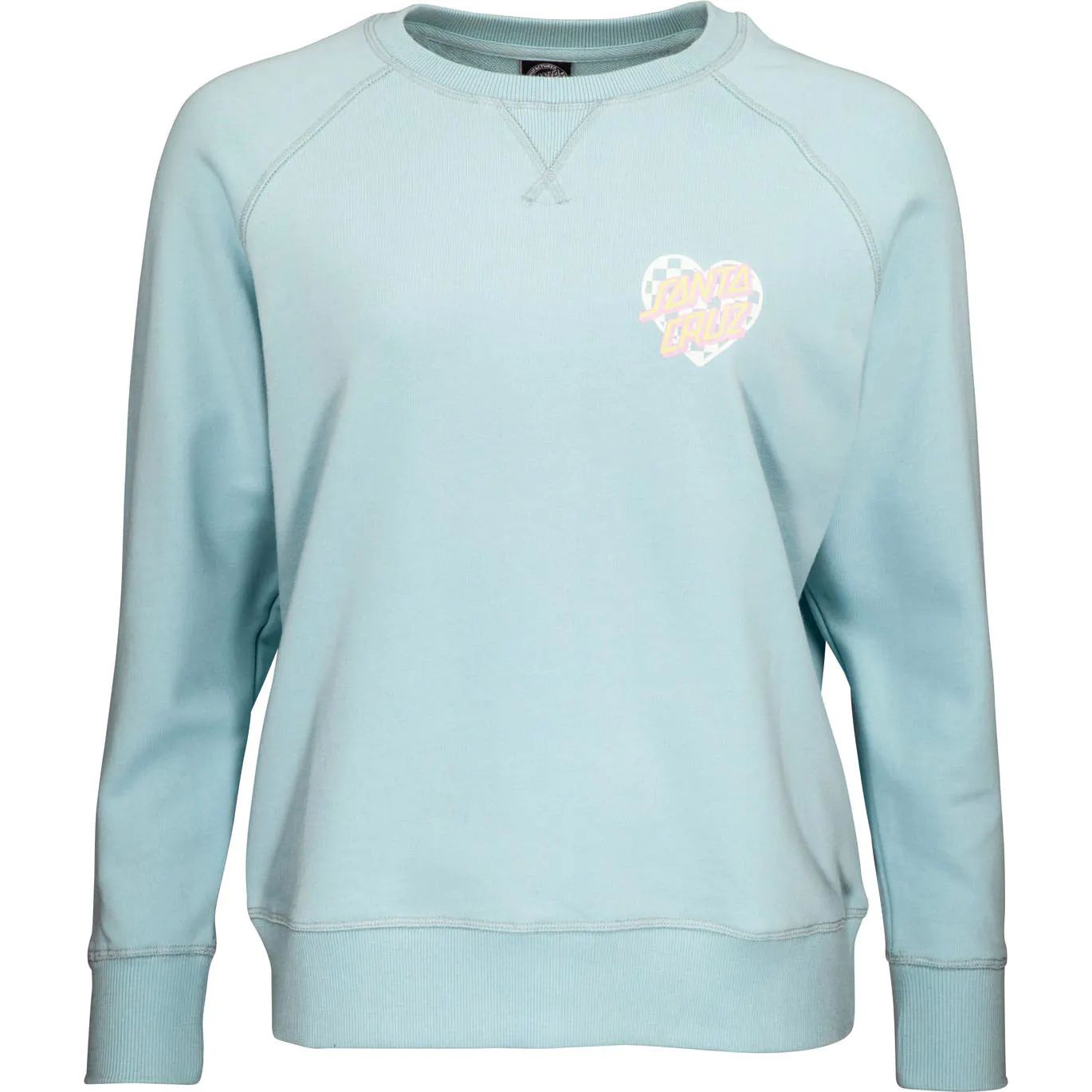Santa Cruz Heart Dot Check Womens Crew - Sea Blue