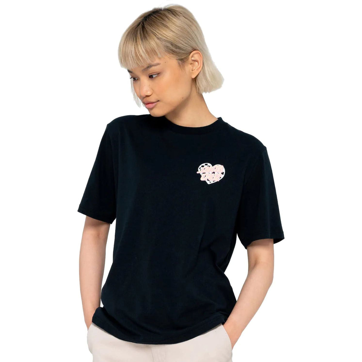 Santa Cruz Heart Dot Check Womens T Shirt - Black