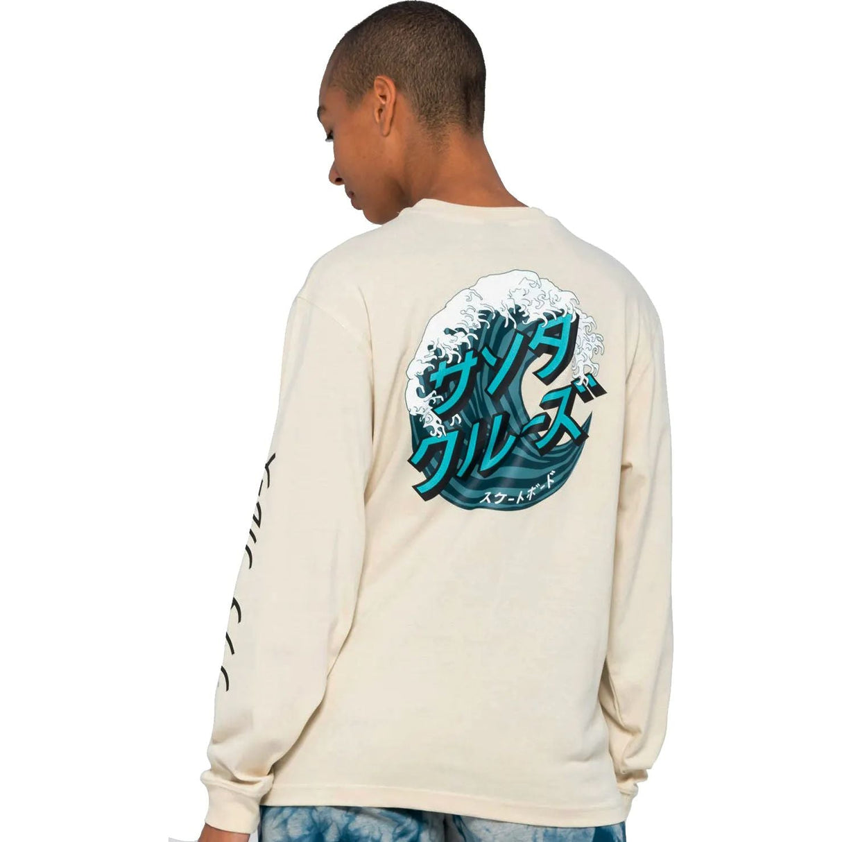 Santa Cruz Japanese Wave Dot Long Sleeve T Shirt - Off White
