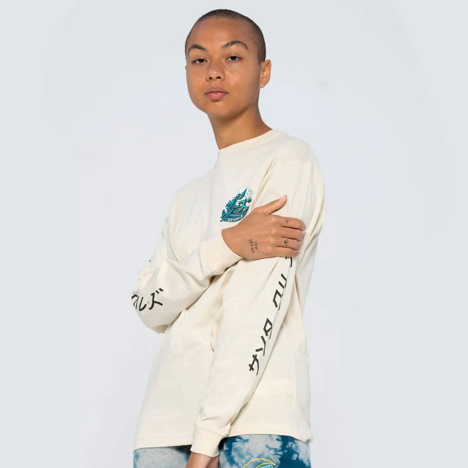 Santa Cruz Japanese Wave Dot Long Sleeve T Shirt - Off White