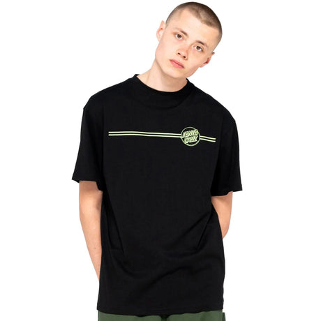 Santa Cruz Opus Dot Stripe T Shirt - Black/Mint