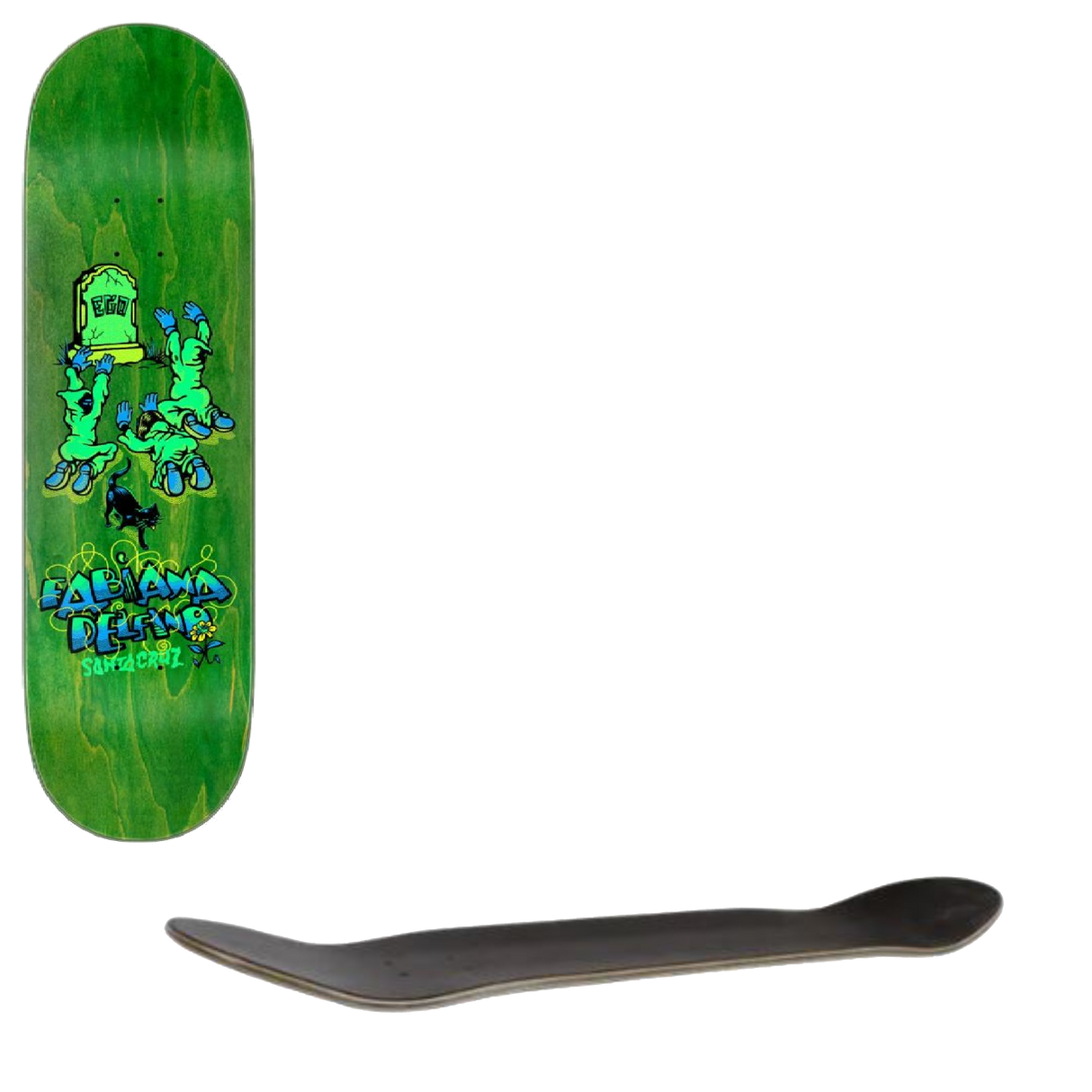 Santa Cruz Delfino Ego VX Skateboard Deck - Green 8.25"