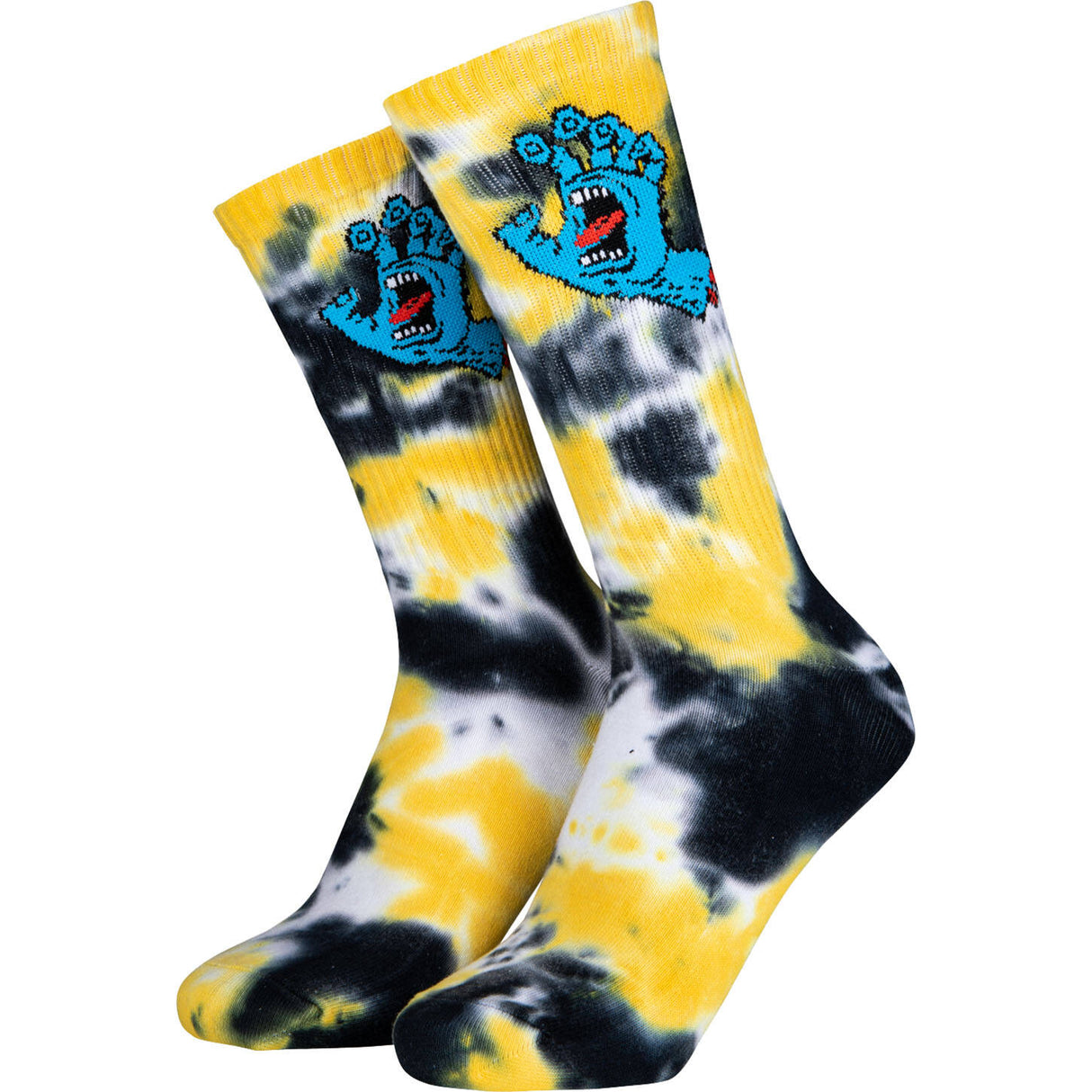 Santa Cruz Screaming Hand Socks - White/Yellow/Purple Tie Dye
