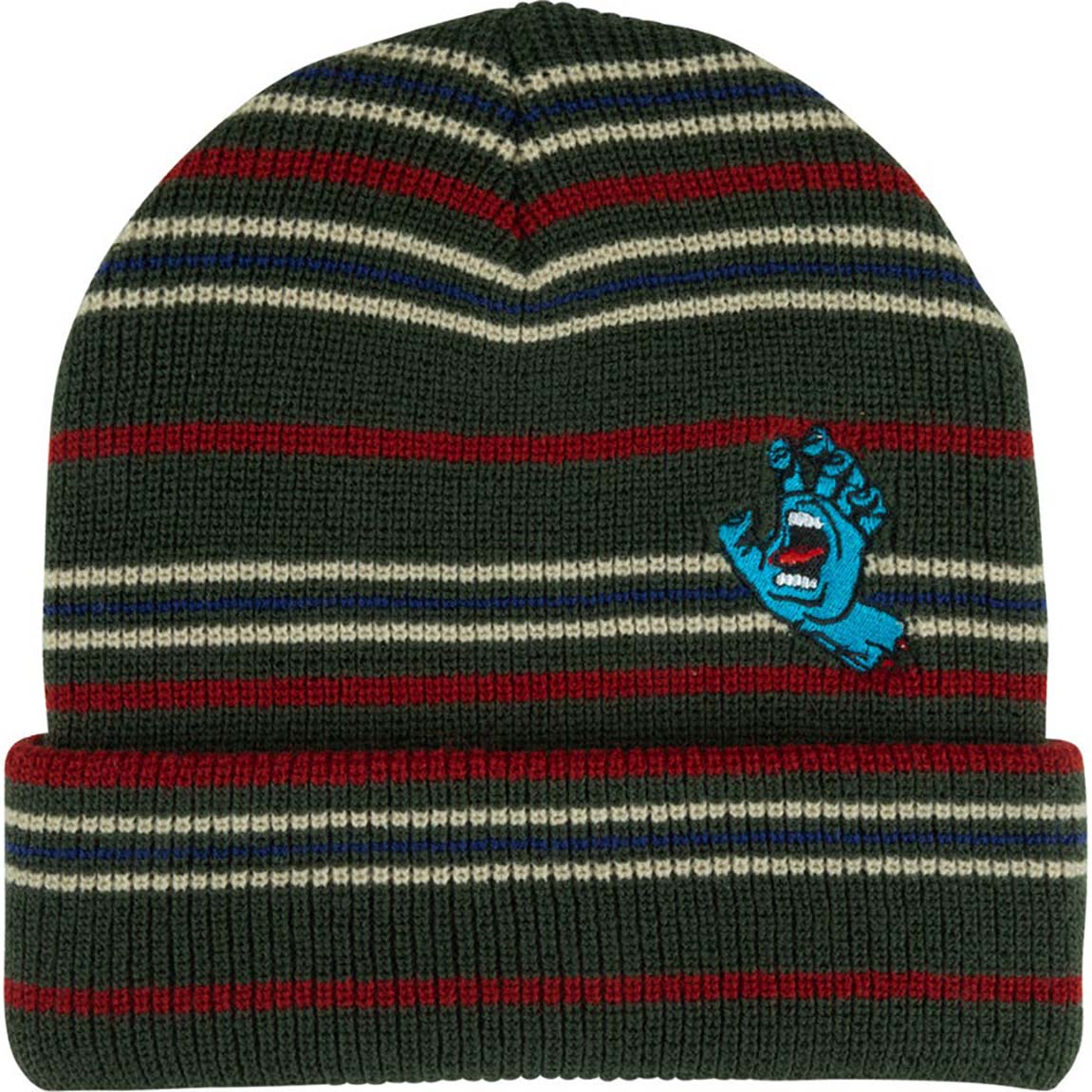 Santa Cruz Screaming Mini Hand Stripe Beanie - Sage Stripe