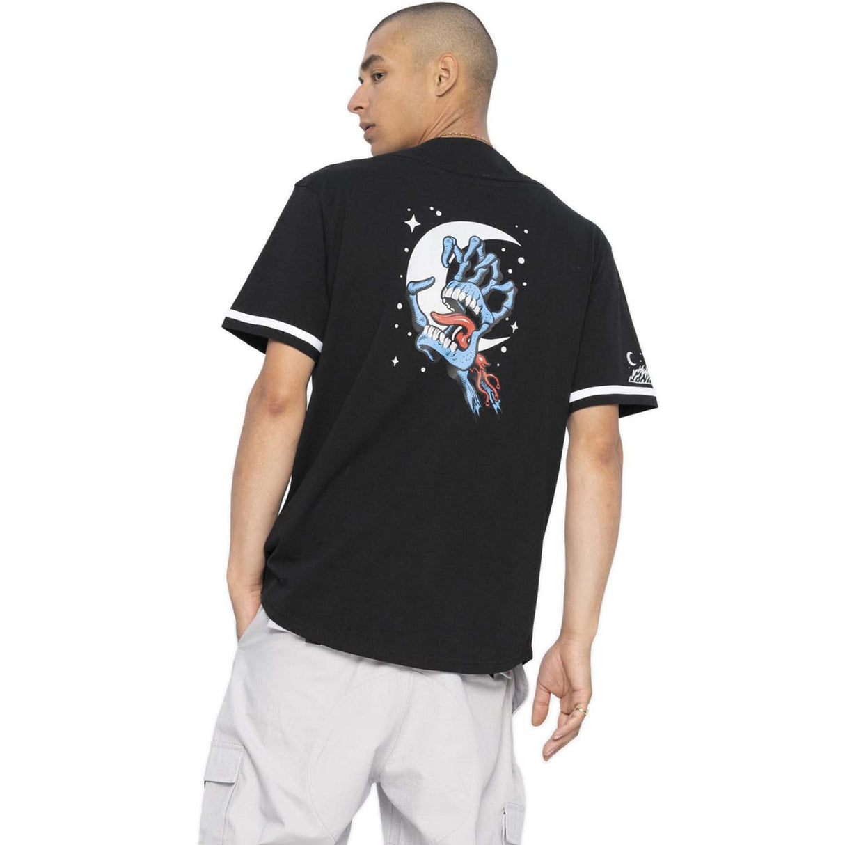 Santa Cruz Cosmic Bone Hand Baseball Shirt - Black