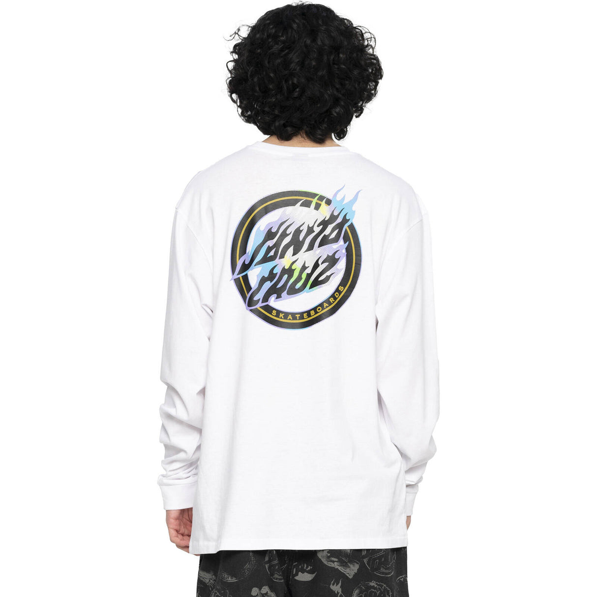 Santa Cruz Holo Flamed Dot Long Sleeve T Shirt - White