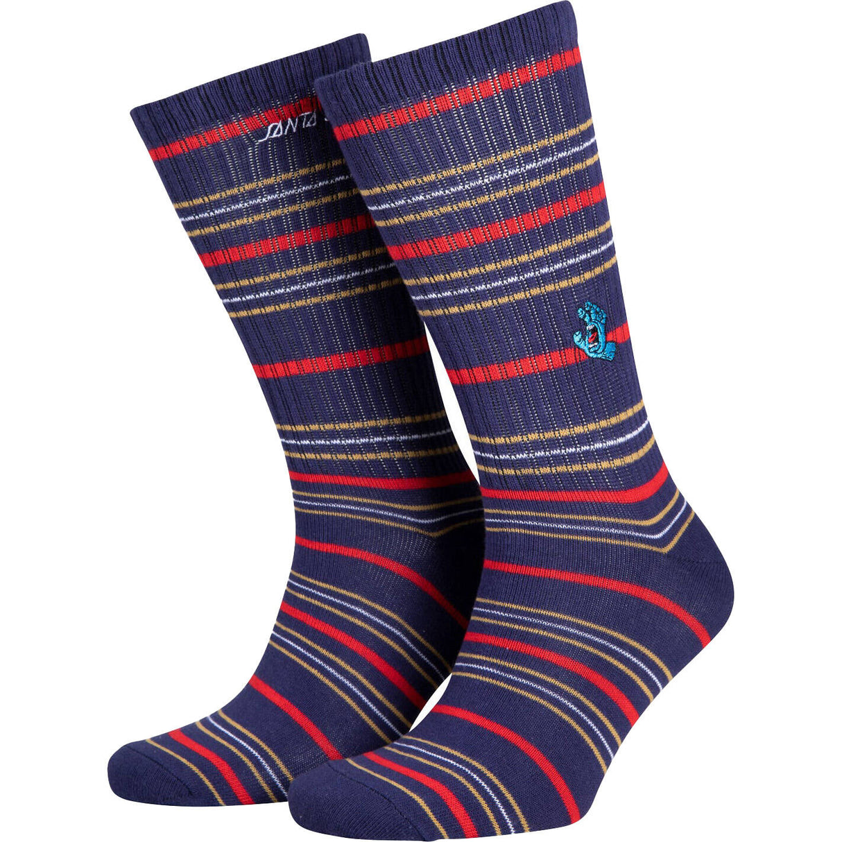 Santa Cruz Screaming Mini Hand Stripe Socks - Navy Blue