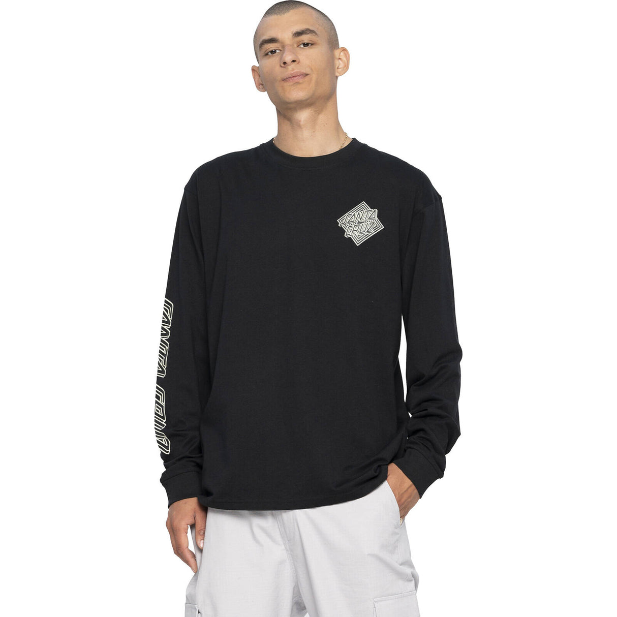 Santa Cruz Solitaire Dot L/S T Shirt - Black