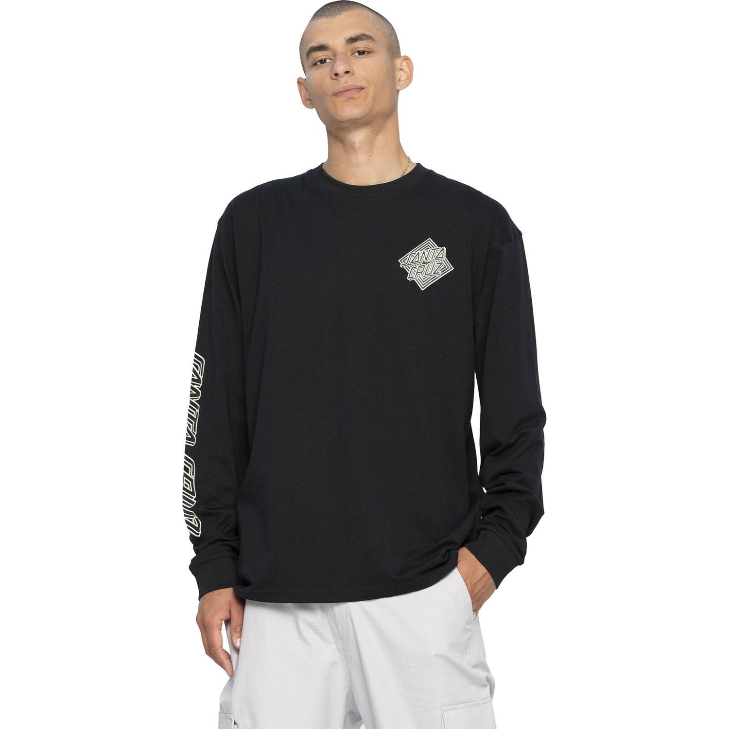 Santa Cruz Solitaire Dot L/S T Shirt - Black