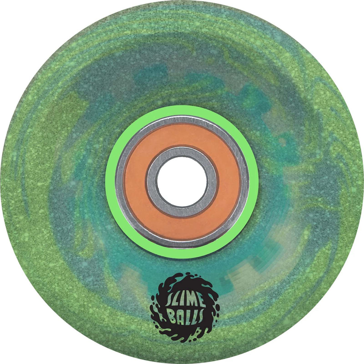 Santa Cruz Slime Balls Light Ups OG Slime Skateboard Wheels - Blue/Green Glitter 60mm