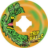 Santa Cruz Slime Balls Face Melter Trip Balls Skateboard Wheels - Green/Orange Swirl 56mm