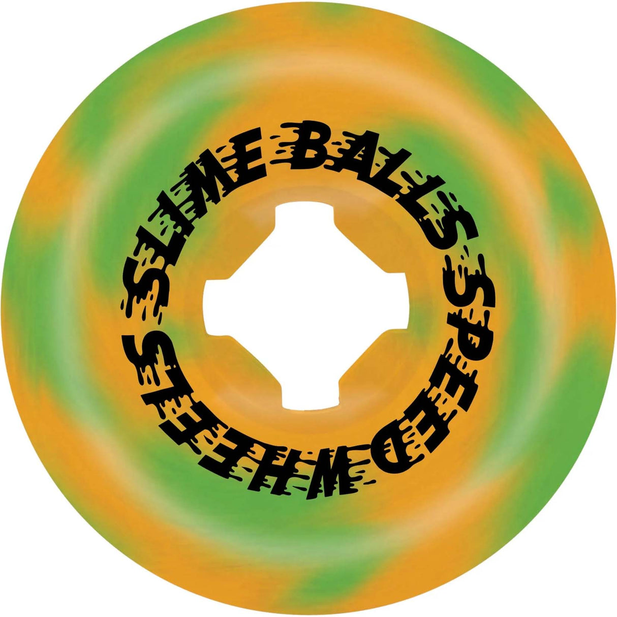 Santa Cruz Slime Balls Face Melter Trip Balls Skateboard Wheels - Green/Orange Swirl 56mm