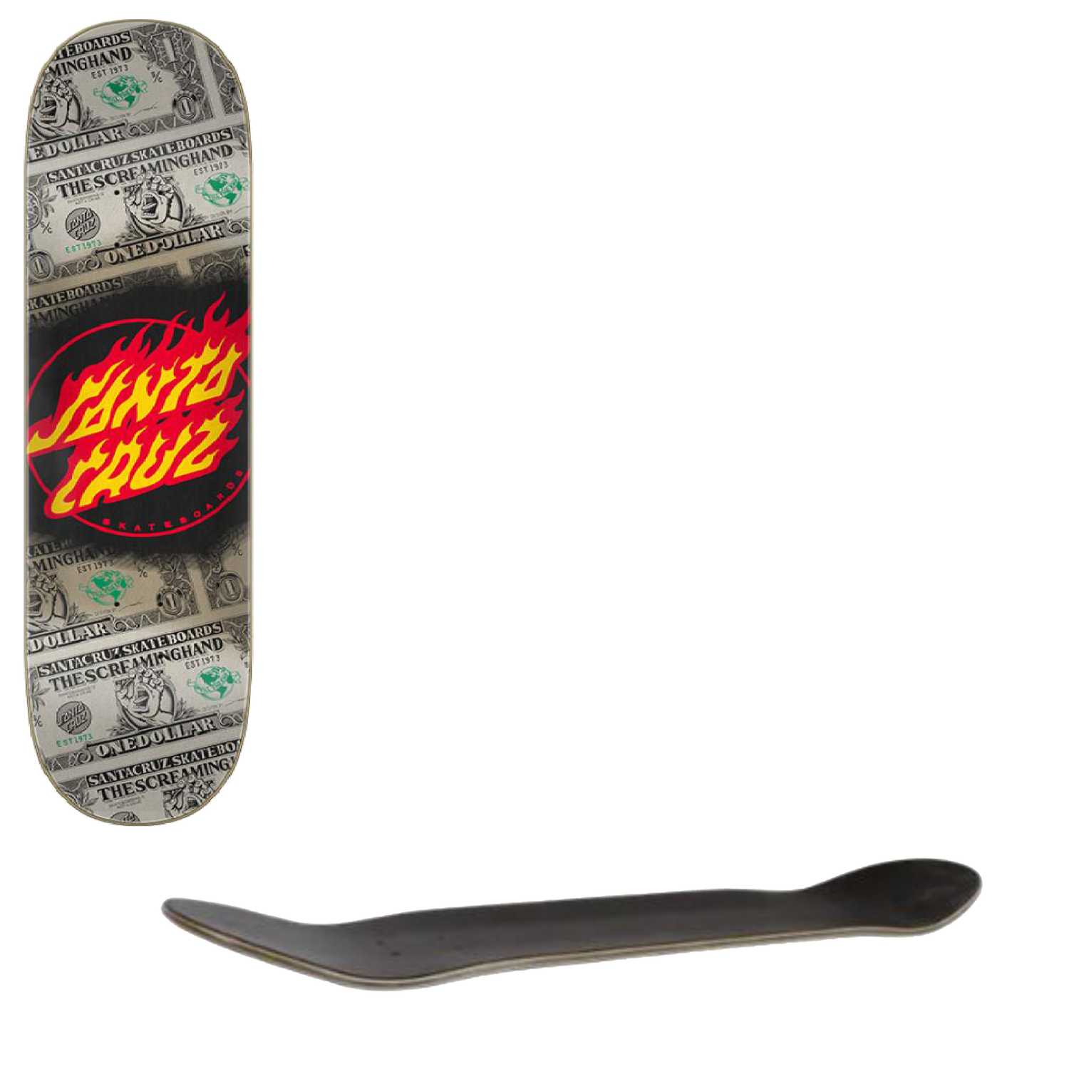 Santa Cruz Dollar Flame Dot Skateboard Deck - Multi 8''