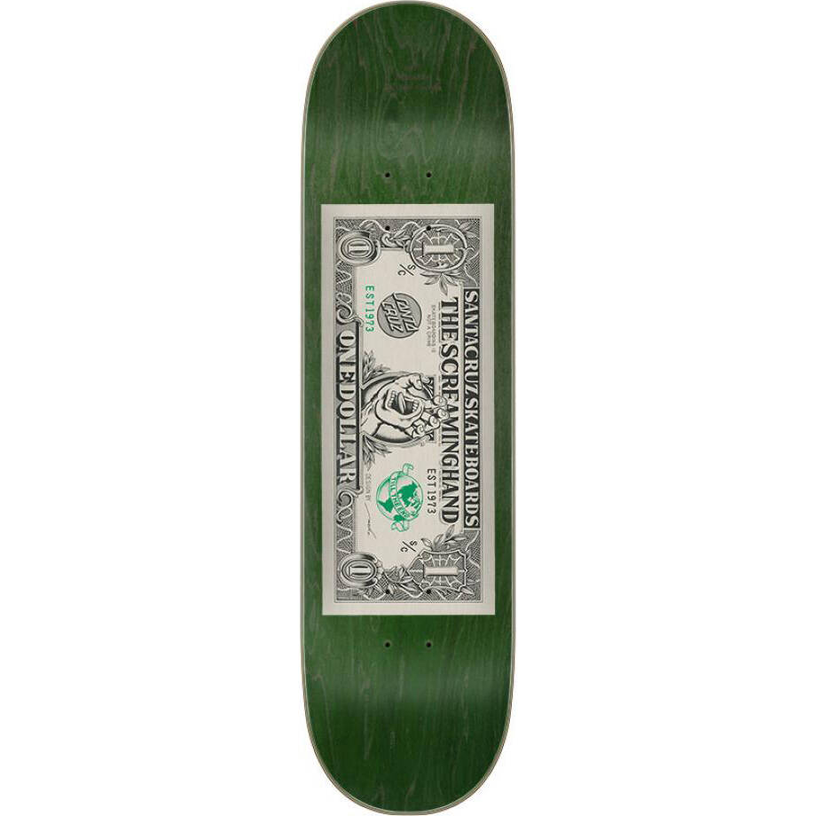 Santa Cruz Dollar Hand Skateboard Deck - Green 8.25''