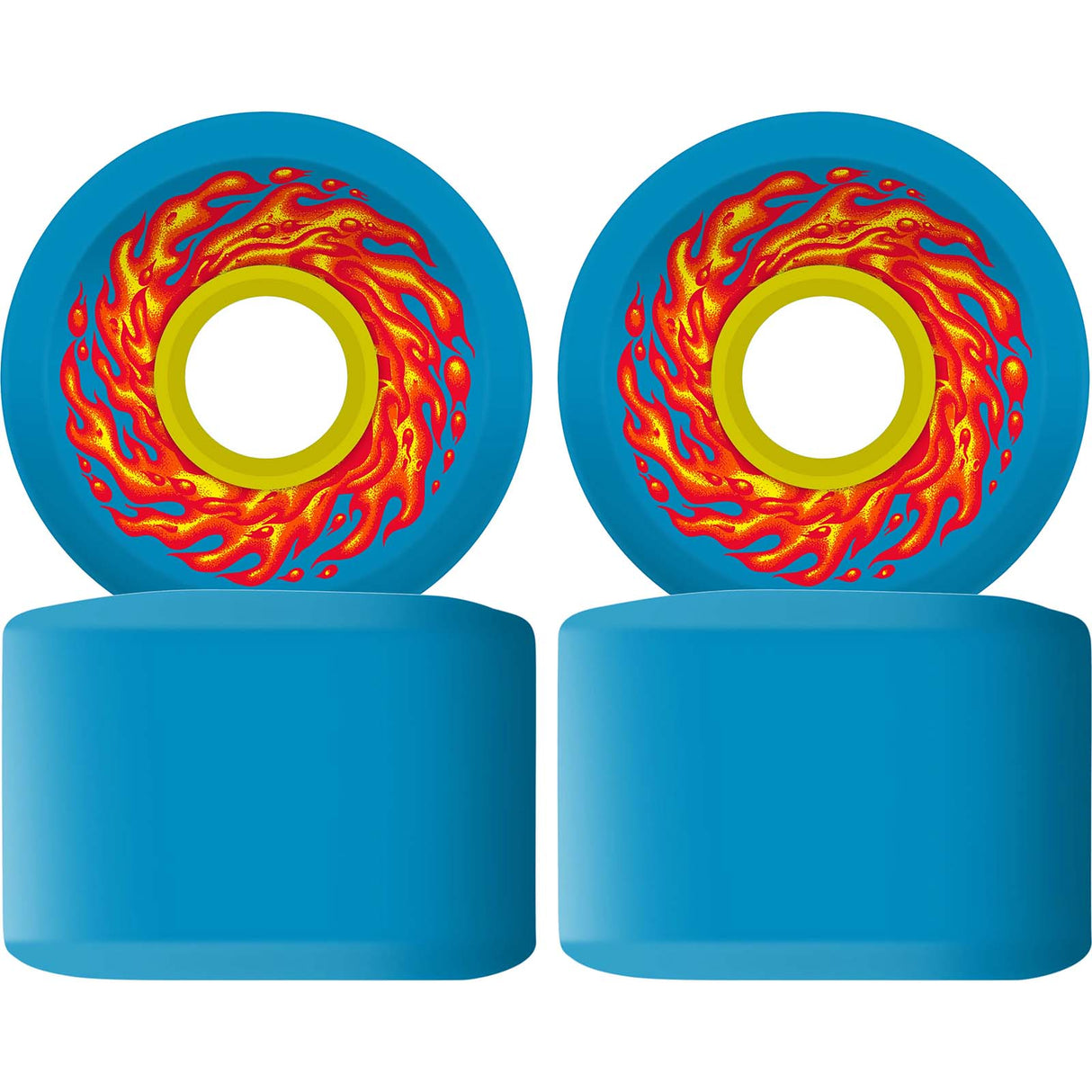 Santa Cruz Slime Balls Flame OG Skateboard Wheels - Slime Blue 60mm