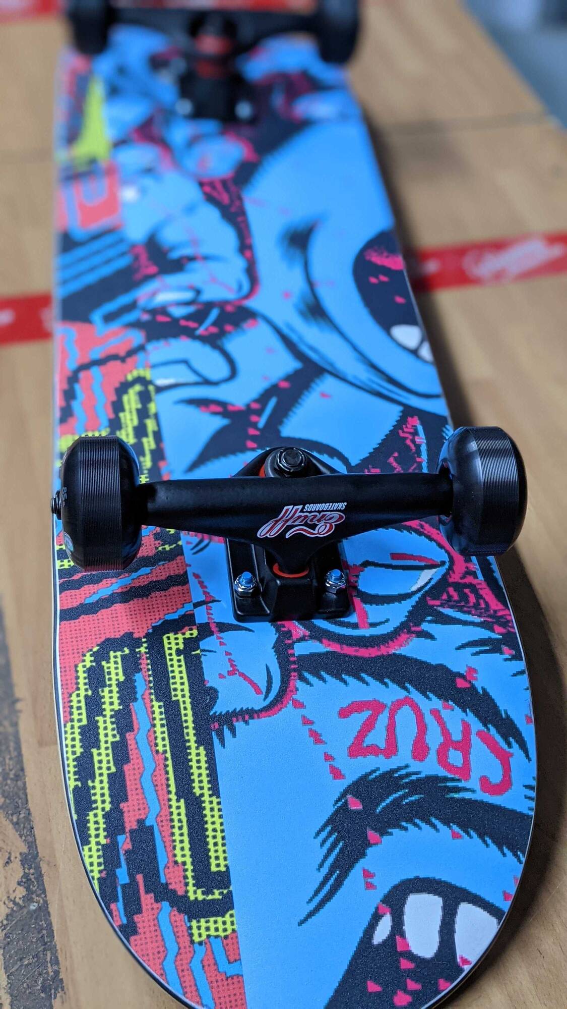 Santa Cruz No Pattern Hand Custom Skateboard - Blue 8.5"